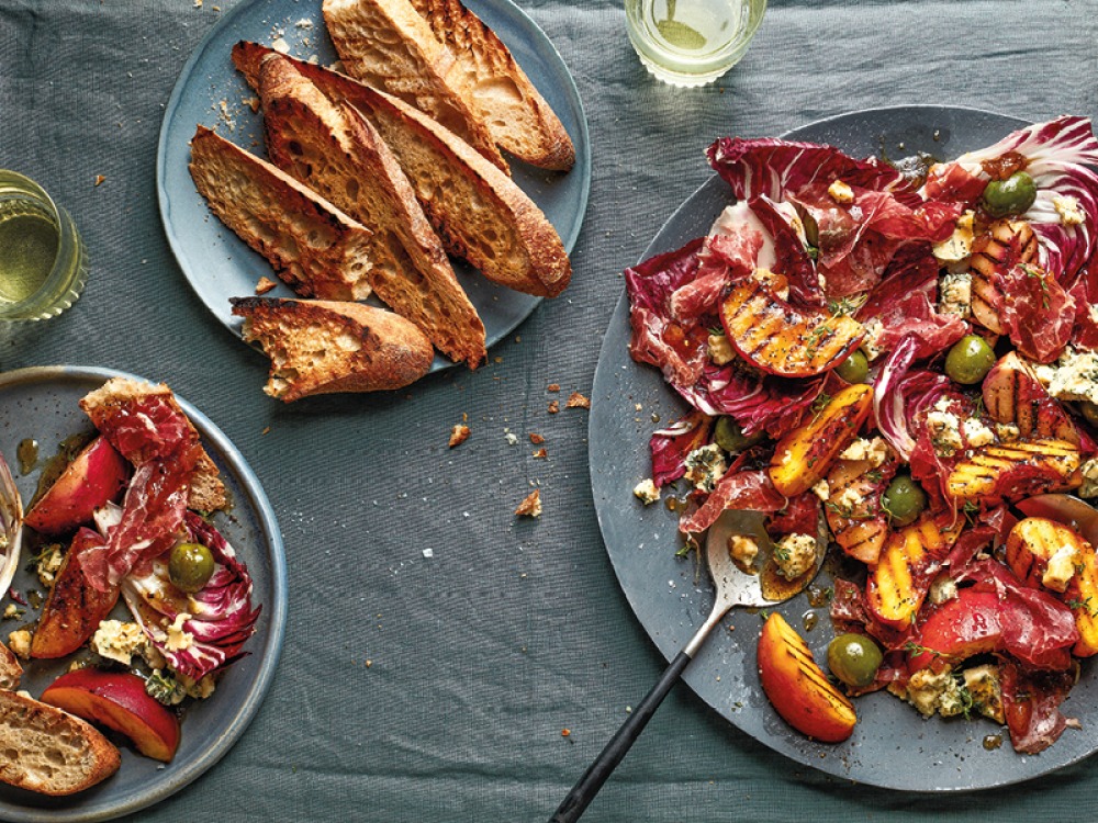 JAMON, PEACHES, ENDIVE, BLUE CHEESE & OLIVE PLATTER