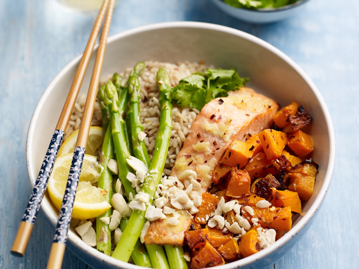 Asparagus, Salmon and Pumpkin Rice Bowl