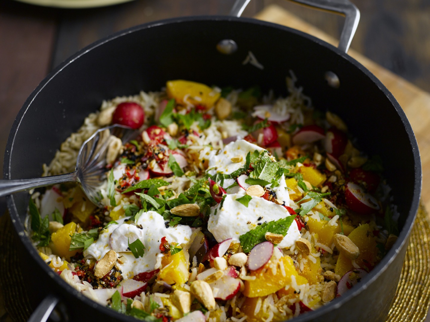 Pumpkin Pilaf with Almonds and Greek Yoghurt