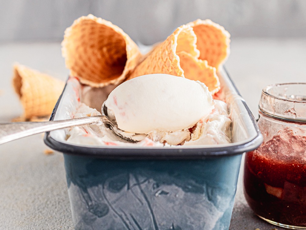 Super Easy Rhubarb Ice Cream