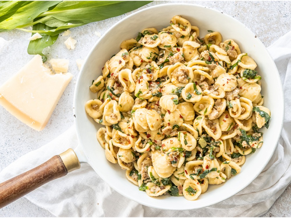 Wild Garlic and Sausage Orecchiette with Chilli and Fennel