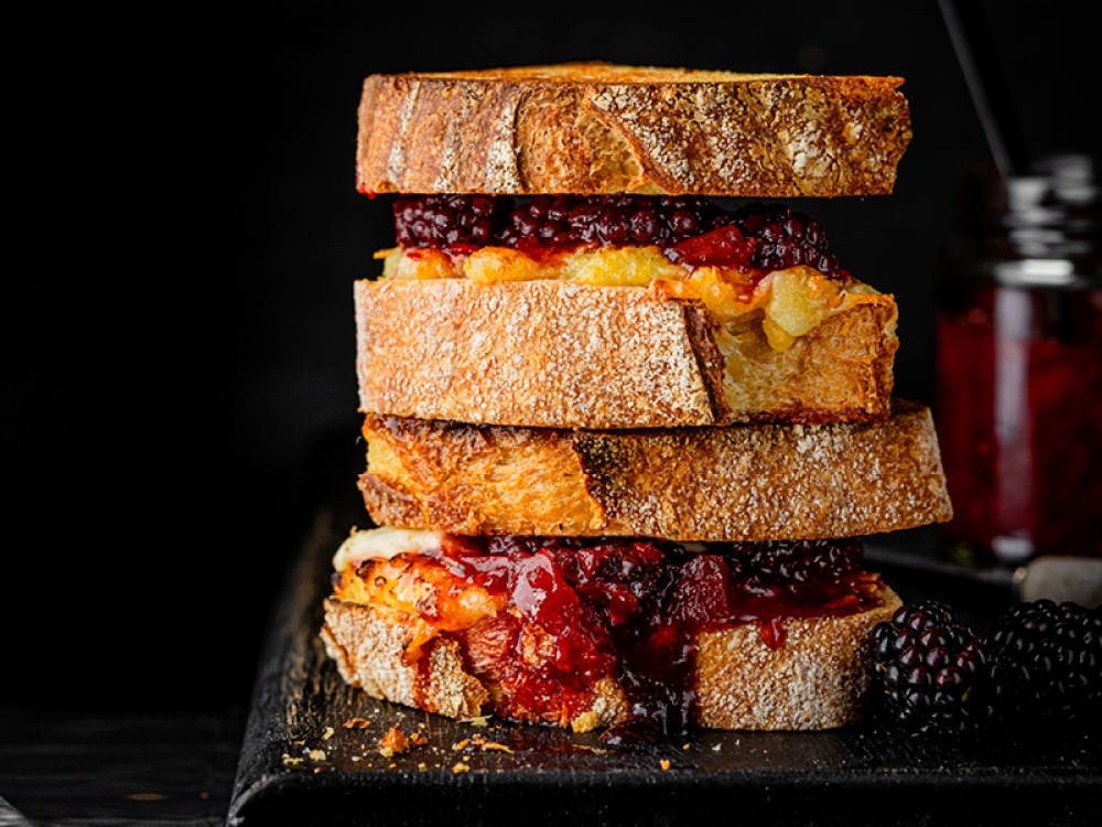 Cheese Toastie with Pickled Blackberry Chilli Jam