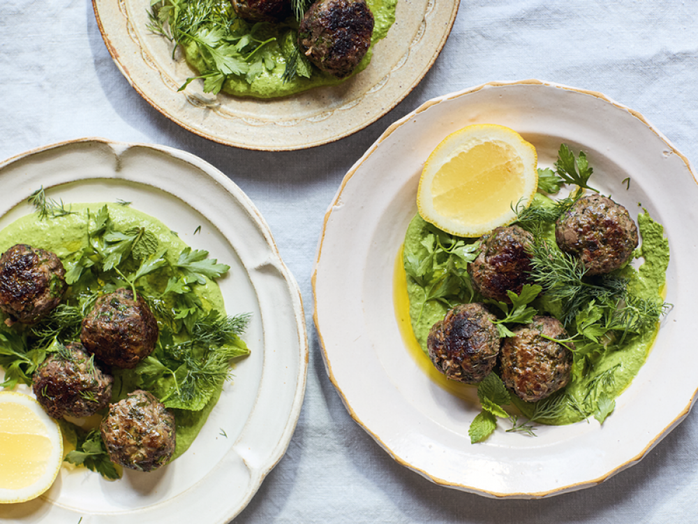 Herby Meatballs with Green Tahini