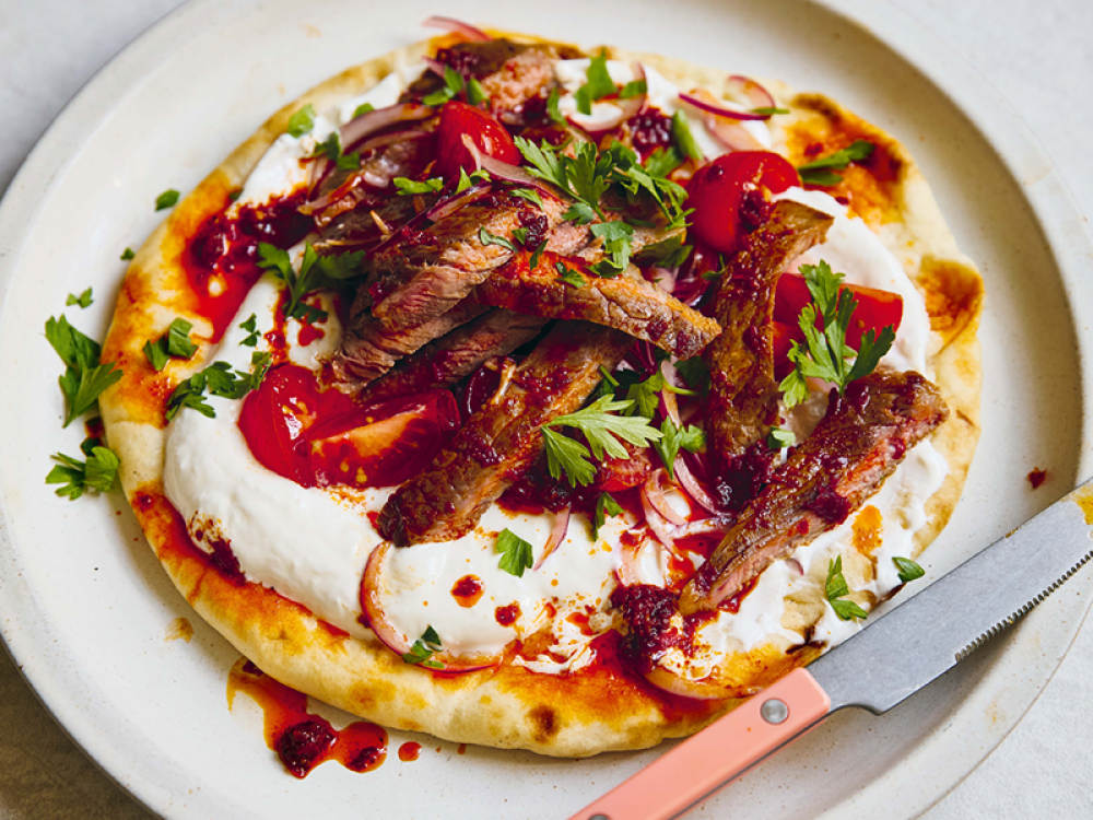 Harissa Butter Steak Flatbreads