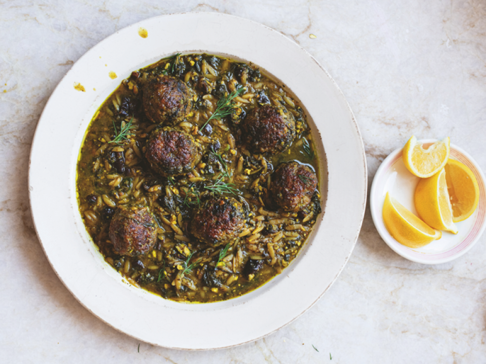 Chicken Meatballs with Pistachios and Spinach