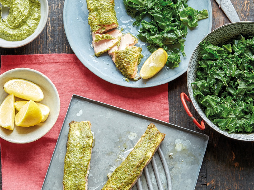 Ari-Fryer Pesto Salmon