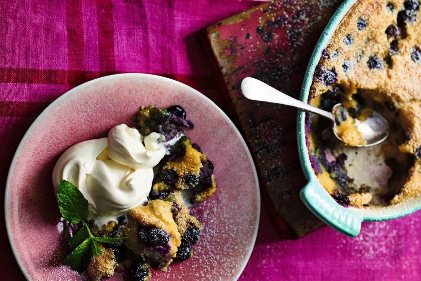 Blueberry & Almond Clafoutis with Cardamom Cream