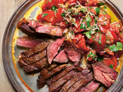 Barbecued Rib-eye Steak with Tomato Salad