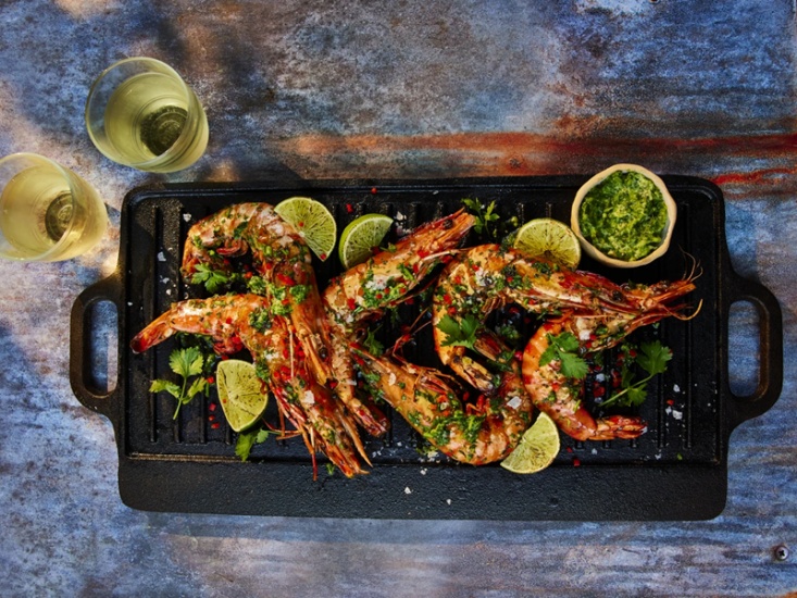BBQ Prawns with Chilli, Ginger, Coriander and Fresh Lime