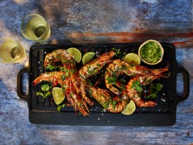 BBQ Prawns with Chilli, Ginger, Coriander and Fresh Lime