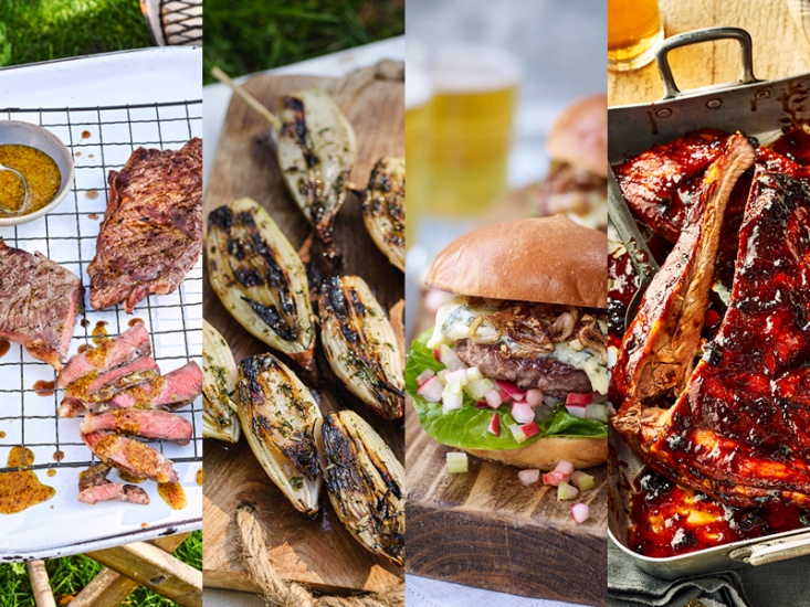 BBQ food, burgers, pork, steak