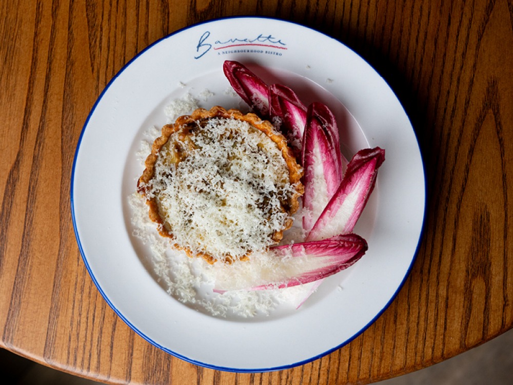 Bavette’s Onion Tartlette with Chicory