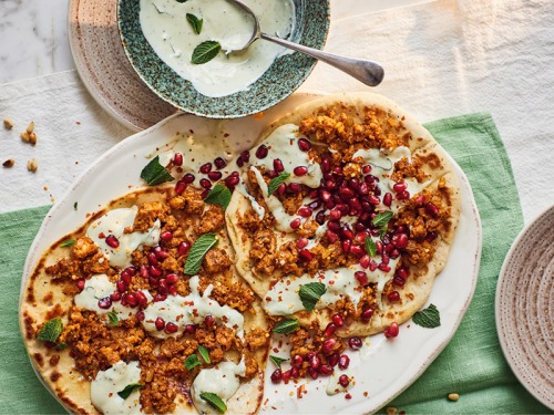 Lebanese-Style Lamb Flatbreads with Minty Yoghurt