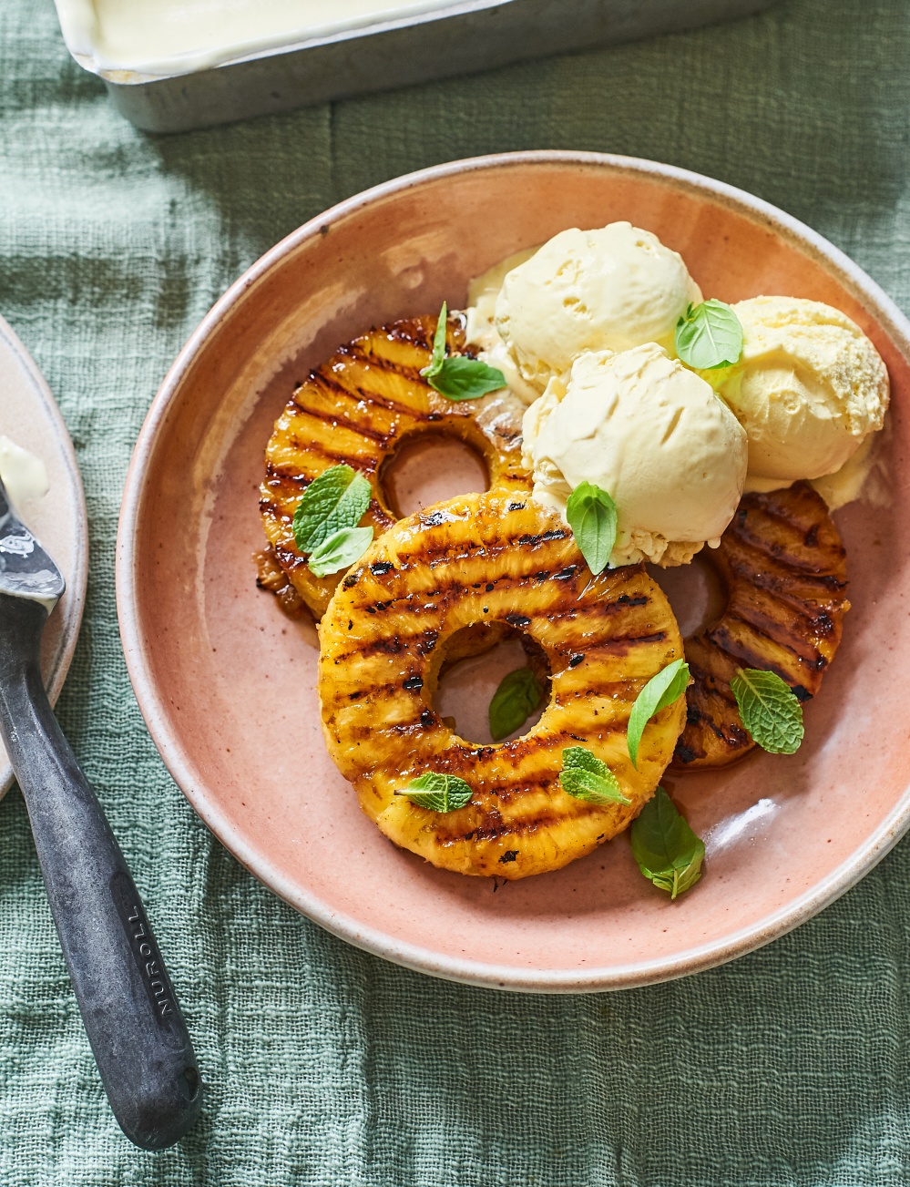 Griddled Maple and Brown Sugar Pineapple with Vanilla Ice Cream
