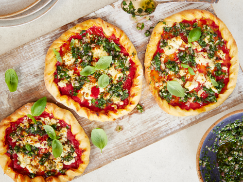 Easy Garlic and Feta Flatbreads