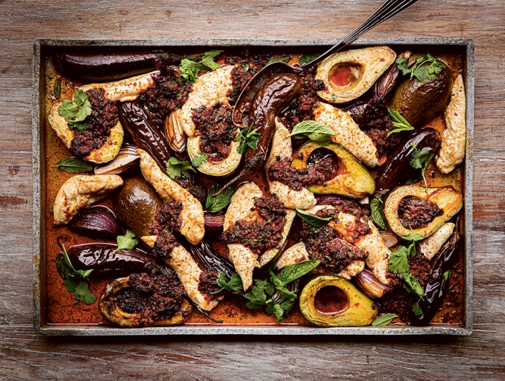 Roast Avocado and Chicken with ’nduja Butter, James Martin