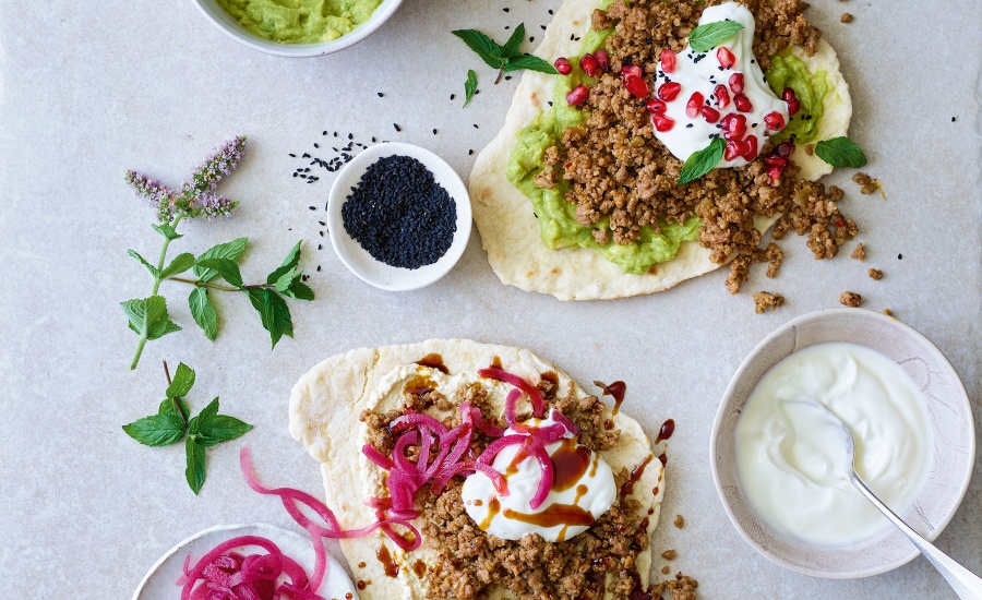Lebanese-style Spicy Lamb Flatbreads, Jane Lovett Just One Pan