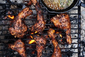 Barbecued Cumin Lamb Chops  with Anchovy Butter & Lemon Yoghurt