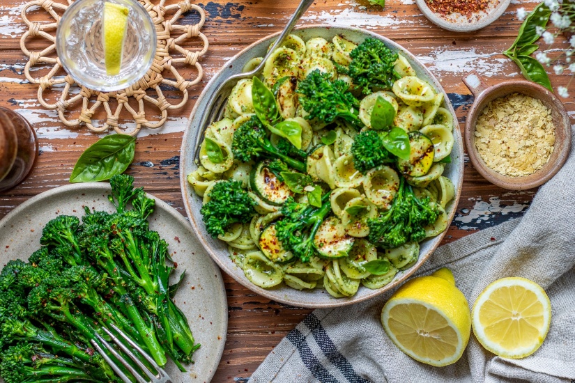 Orecchiette with Pumpkin Seed Pesto and Tenderstem Broccoli