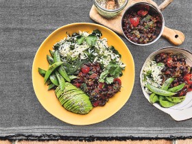 Herby Rice and Black Bean Salsa Burrito Bowl