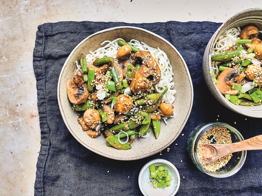 Hoisin Mushroom Noodle Bowl with Gomashio
