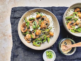 Hoisin Mushroom Noodle Bowl with Gomashio