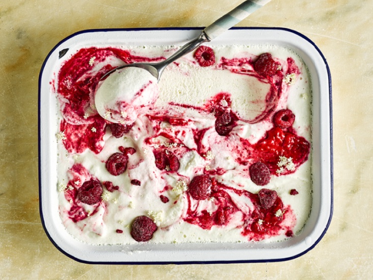 Raspberry and Elderflower Swirl Frozen Yoghurt
