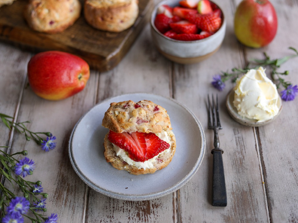 Apple Scones with Strawberries