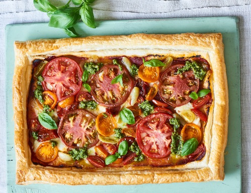Mixed Tomato, Gouda and Pesto Tart