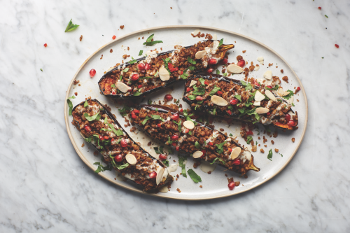 Spicy Stuffed Aubergines