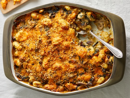 Cheese, Chard and Mushroom Gnocchi Gratin
