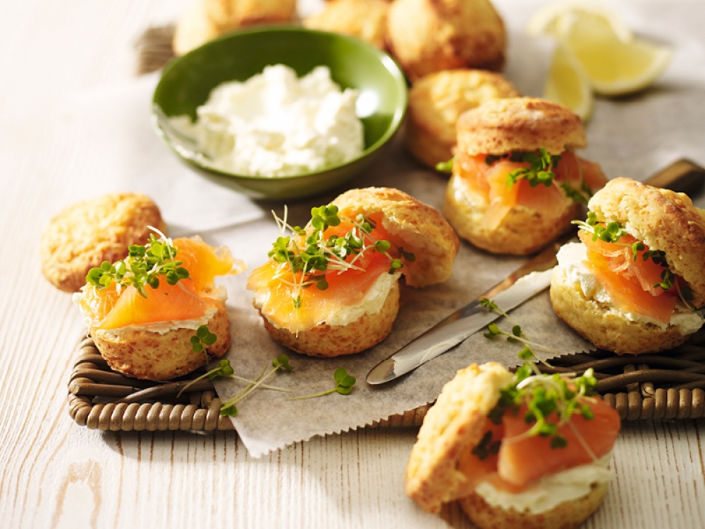 Cheddar and smoked salmon scones/Waitrose