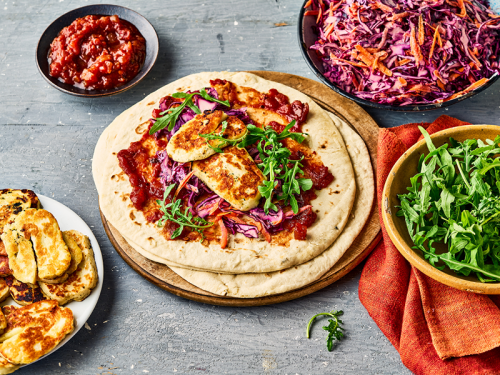 Make these Delicious Halloumi Flatbreads with Tomato and Chilli Chutney