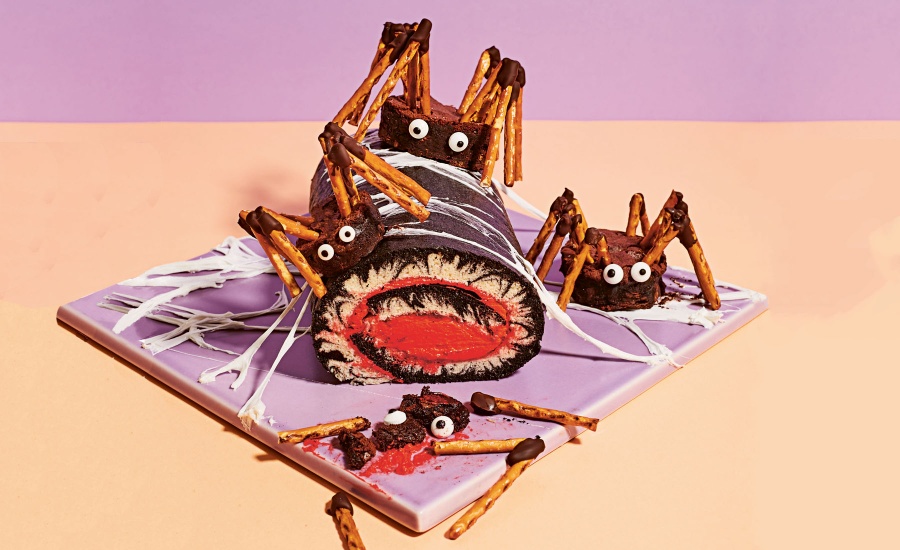 Hurricane Spider Swiss Roll, Celebrate with Kim-Joy (Quadrille, £20) Photography ©Ellis Parrinder