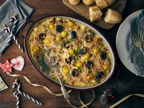 Leftover Turkey, Ham and Vegetable Gratin