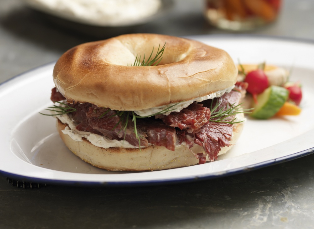 Hot salt-beef Bagels