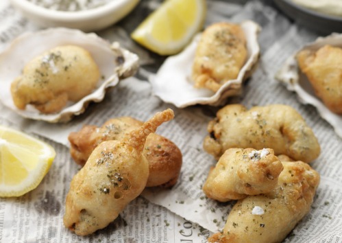 Oyster fritters & seaweed mayo