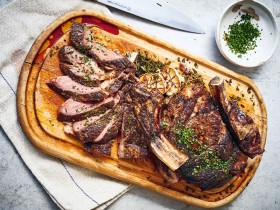 Roast Rib of Beef With Yorkshire Pudding, Onion Gravy And Chive And Black Pepper Butter