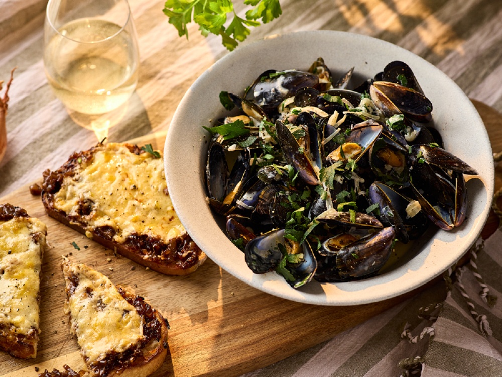 mussels and cheese on toast