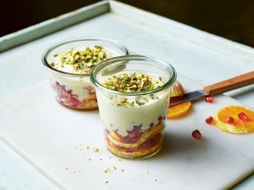 Pomegranate, Orange and Pistachio Parfait