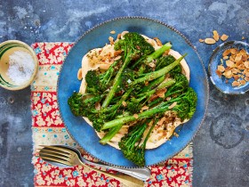 Roasted Broccoli Stems with Zaatar with Creamy Feta