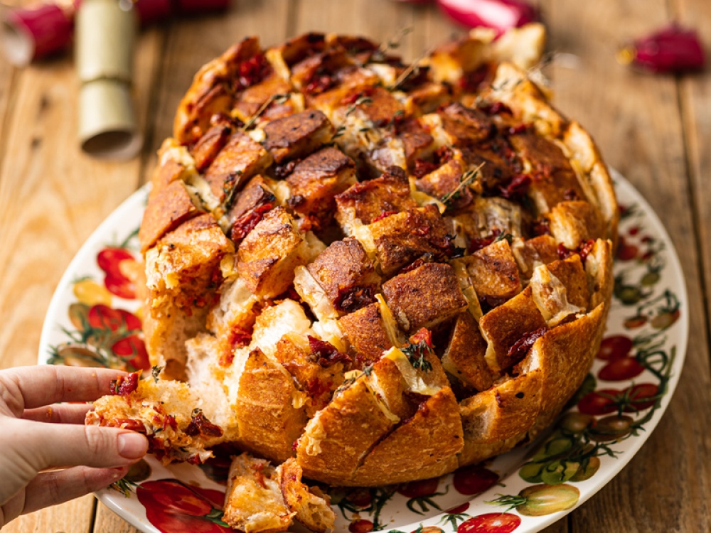Pull Apart Bread with Oak Smoked Tomatoes and Brie