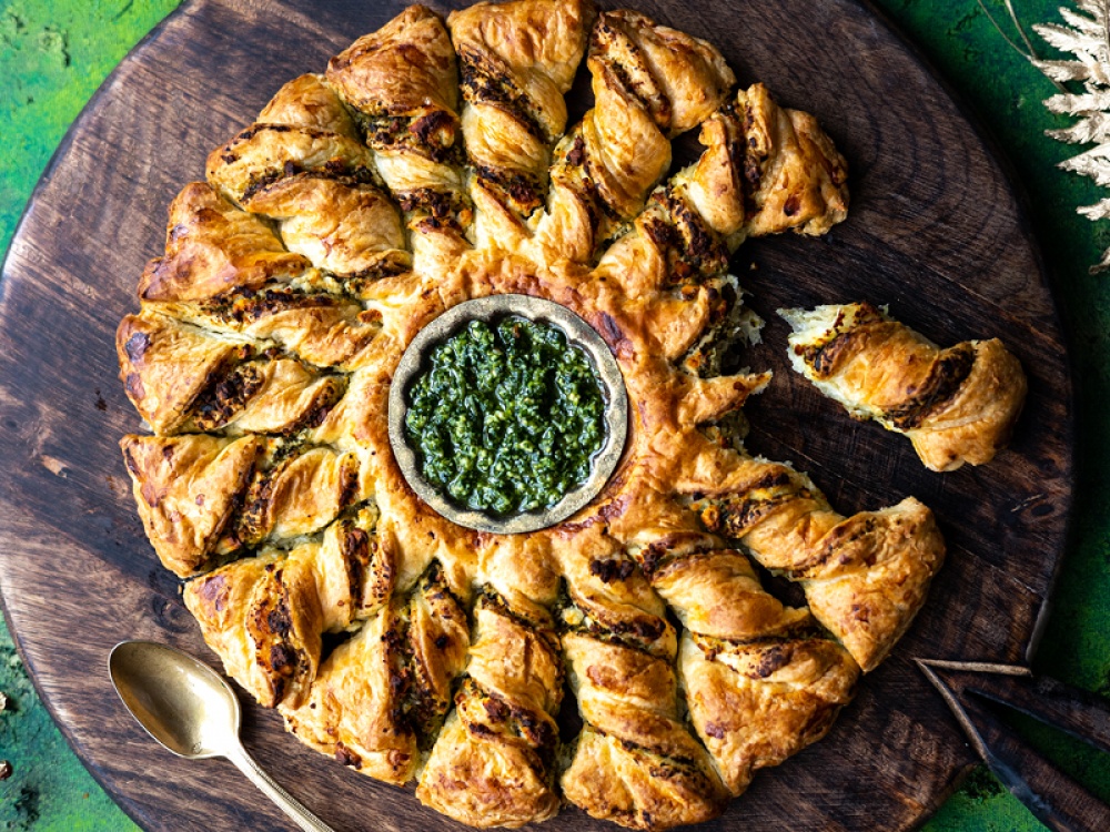 Perfect Party Feta and Watercress Pastry Wreath