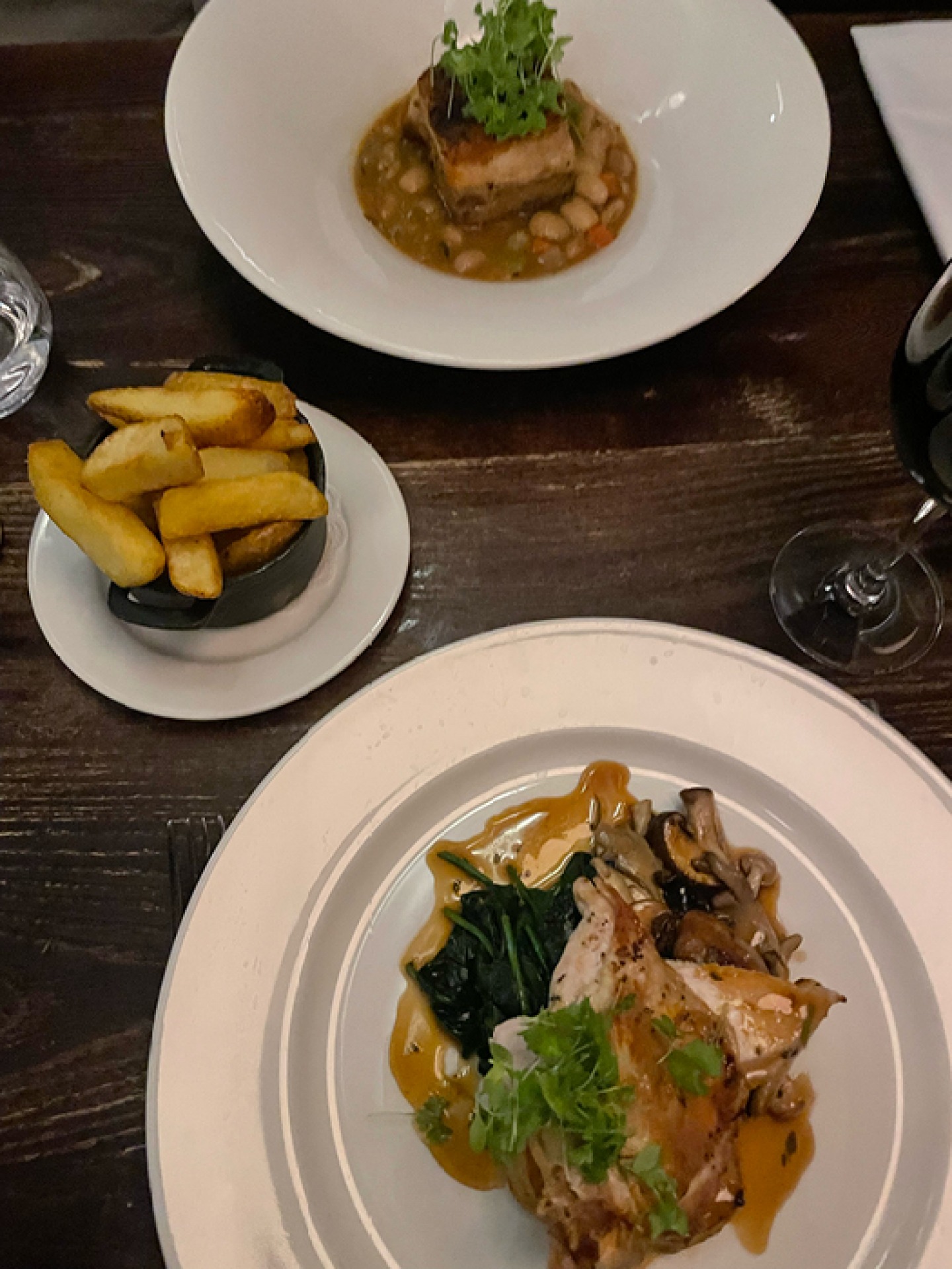 chicken à la forestière and Belly Pork