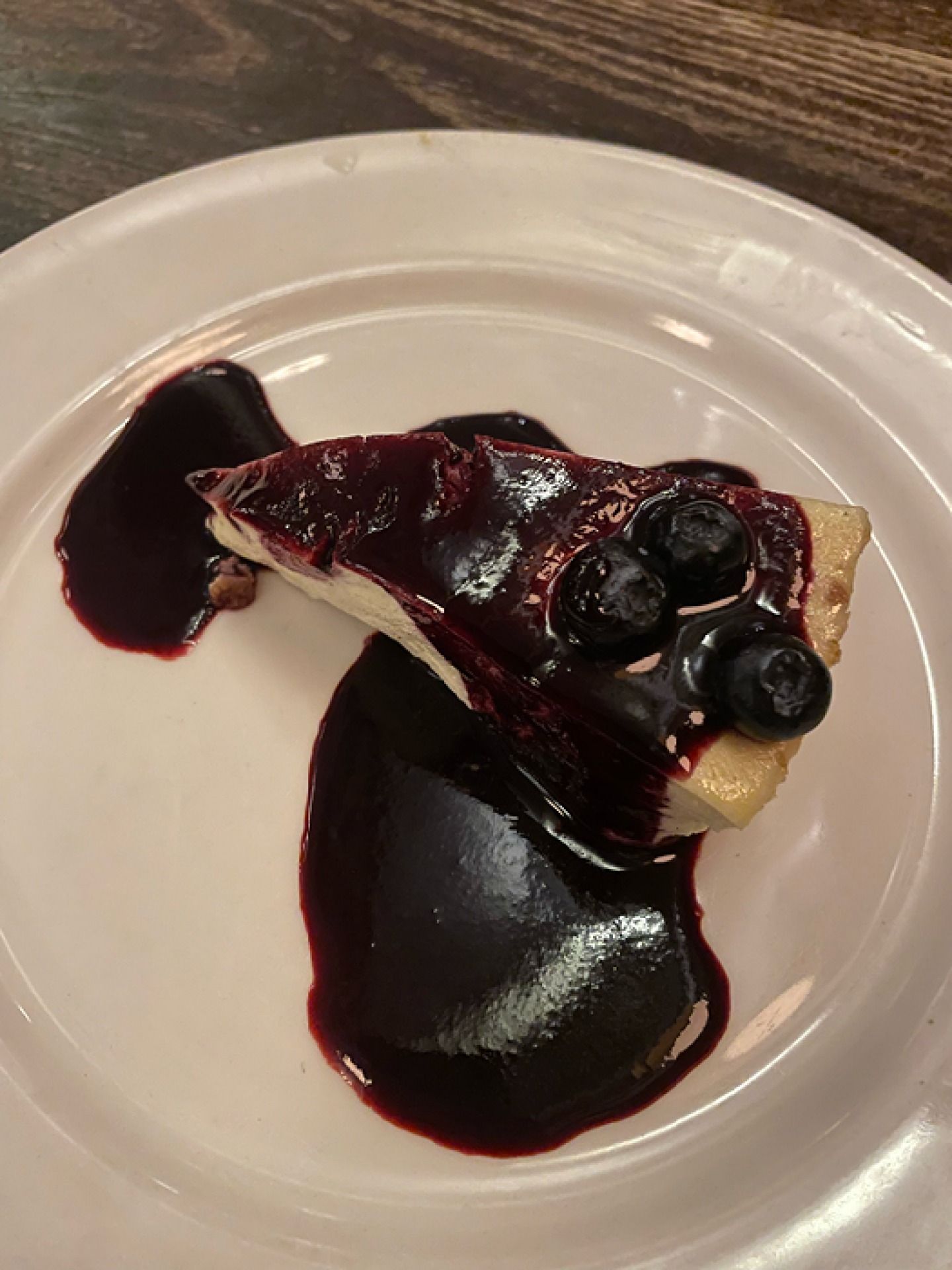 New York cheesecake with a zingy blueberry sauce
