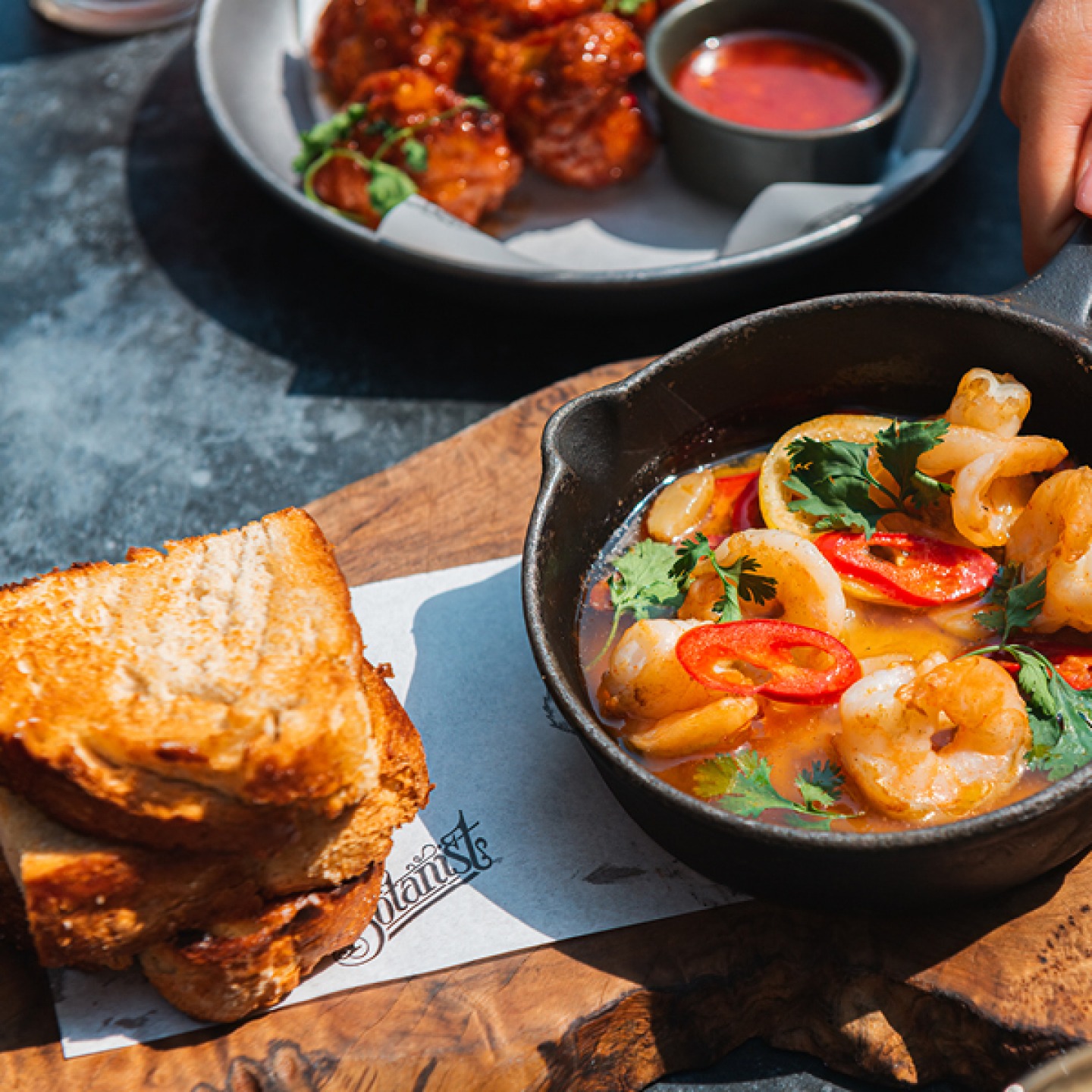 prawn dish will toasted bread