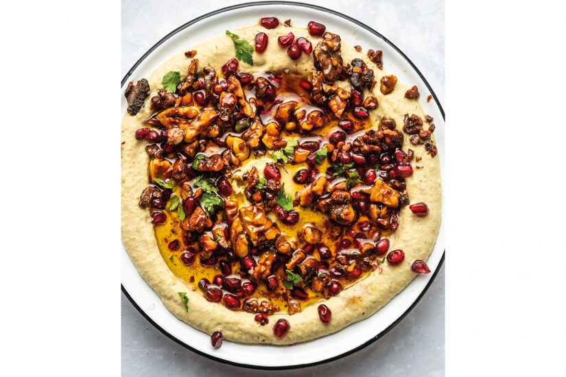 Baba Ghanoush with Fried Walnuts & Pomegranate Seeds
