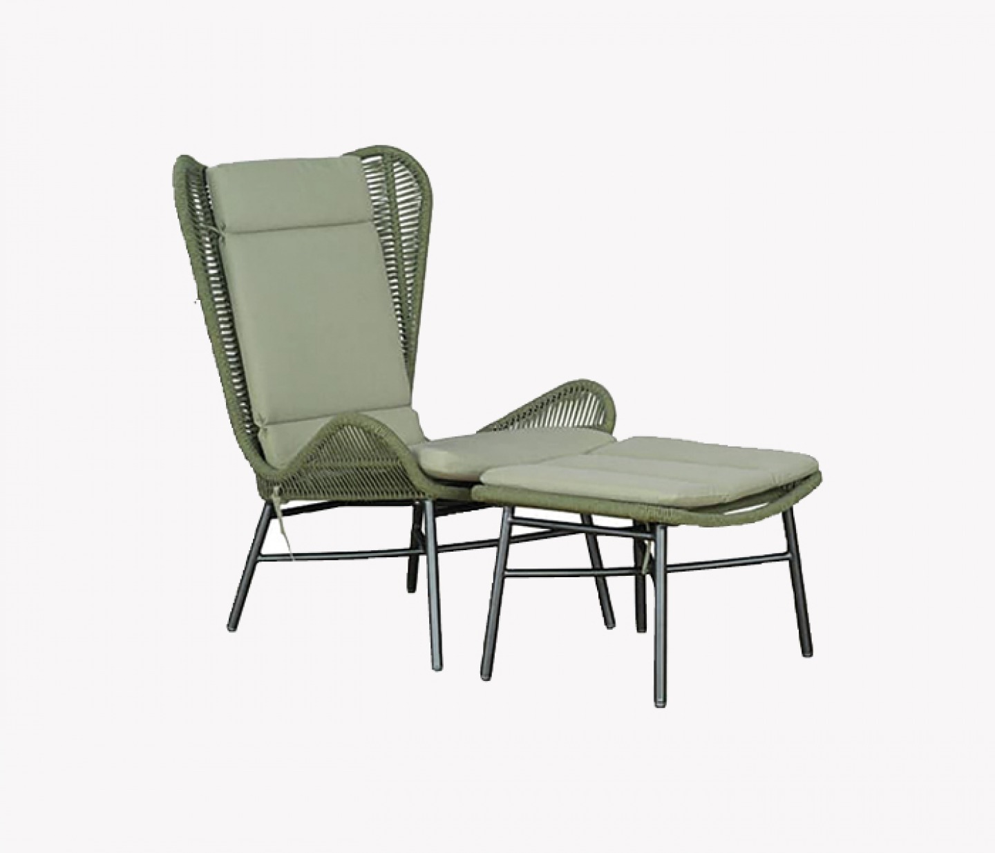 Green Garden chair and footstoo
