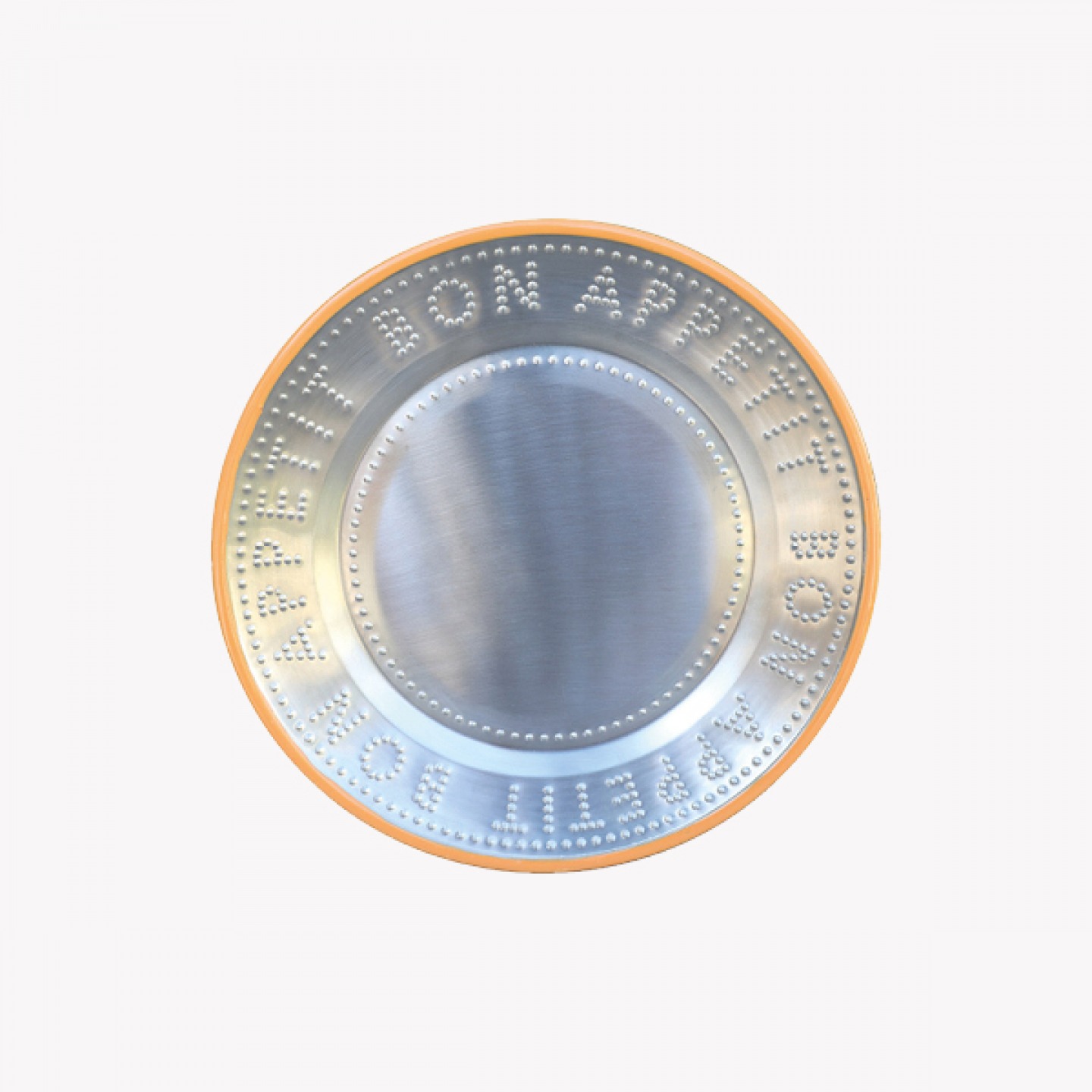 Orange stainless steel reusable plat