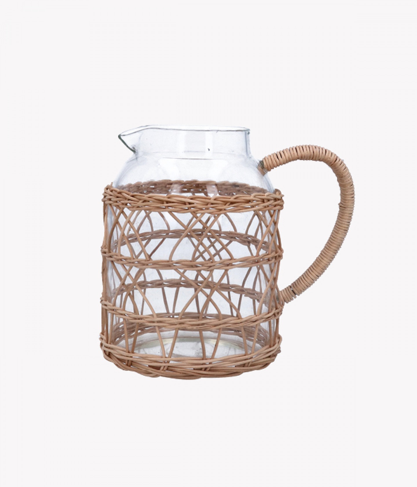 Glass rattan pitcher